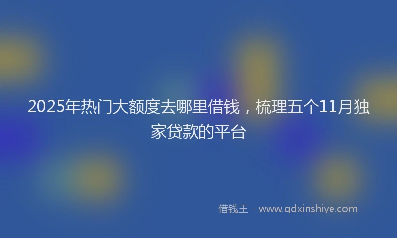 2025年热门大额度去哪里借钱，梳理五个11月独家贷款的平台