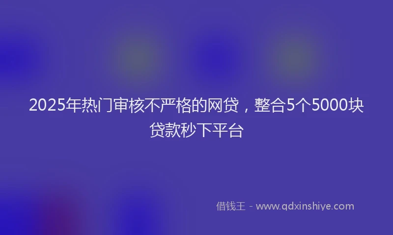 2025年热门审核不严格的网贷，整合5个5000块贷款秒下平台