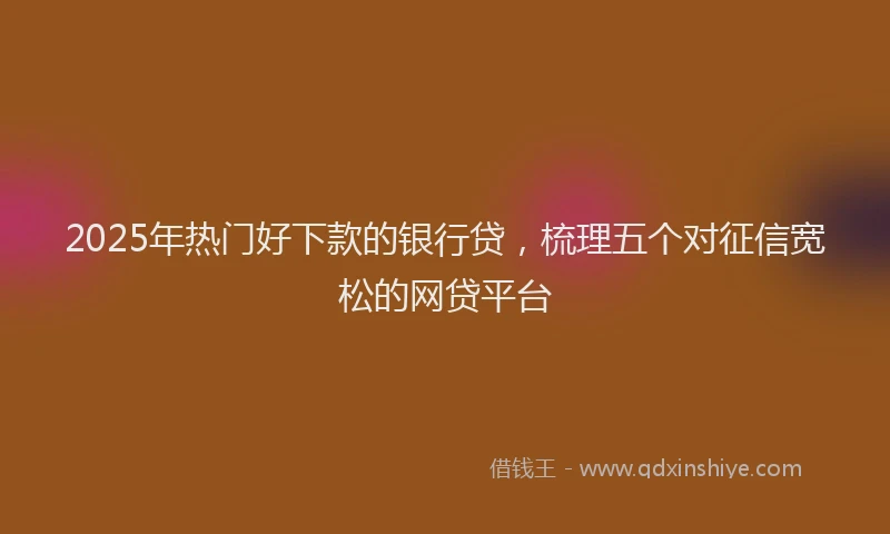 2025年热门好下款的银行贷，梳理五个对征信宽松的网贷平台
