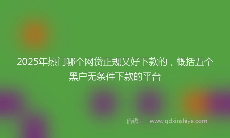 2025年热门哪个网贷正规又好下款的，概括五个黑户无条件下款的平台