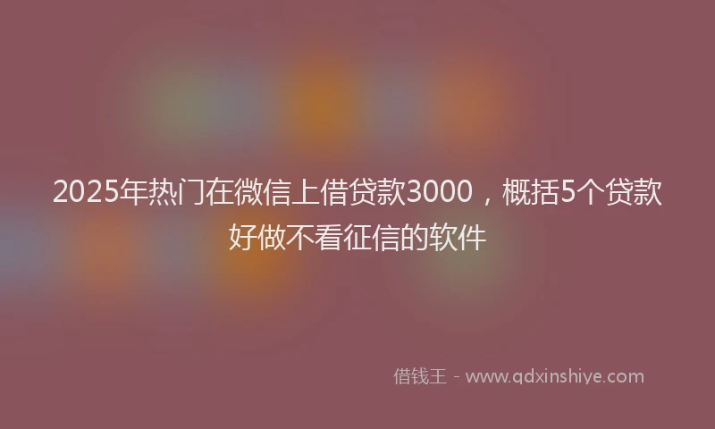 2025年热门在微信上借贷款3000，概括5个贷款好做不看征信的软件