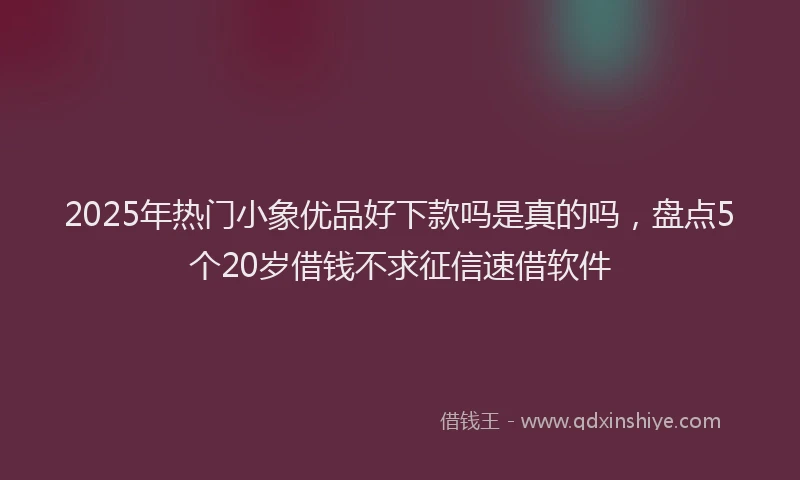 2025年热门小象优品好下款吗是真的吗，盘点5个20岁借钱不求征信速借软件