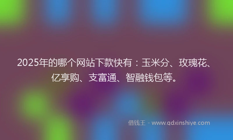 2025年的哪个网站下款快有：玉米分、玫瑰花、亿享购、支富通、智融钱包等。