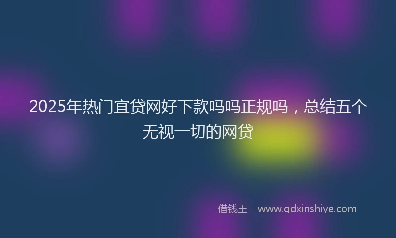 2025年热门宜贷网好下款吗吗正规吗，总结五个无视一切的网贷
