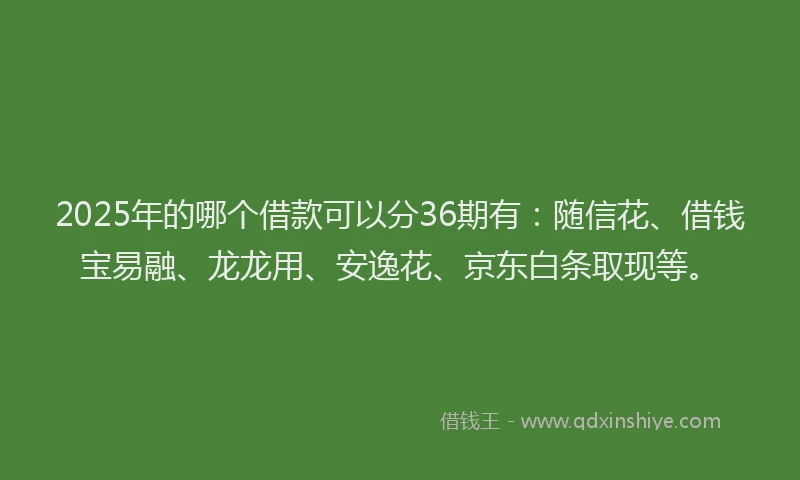2025年的哪个借款可以分36期有：随信花、借钱宝易融、龙龙用、安逸花、京东白条取现等。