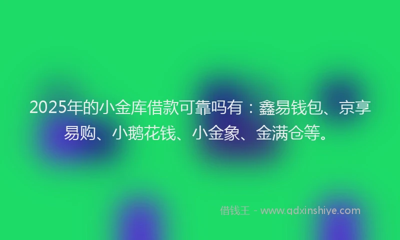 2025年的小金库借款可靠吗有：鑫易钱包、京享易购、小鹅花钱、小金象、金满仓等。