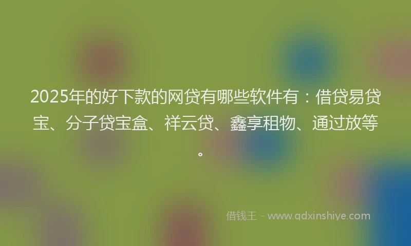 2025年的好下款的网贷有哪些软件有：借贷易贷宝、分子贷宝盒、祥云贷、鑫享租物、通过放等。