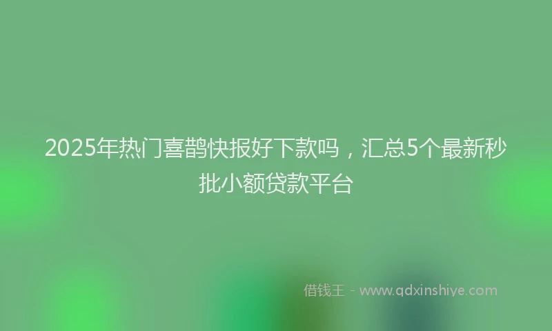 2025年热门喜鹊快报好下款吗，汇总5个最新秒批小额贷款平台