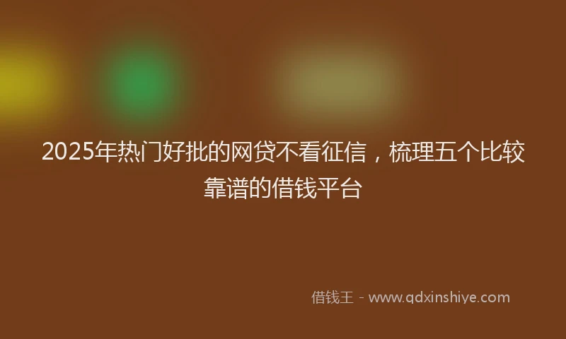2025年热门好批的网贷不看征信，梳理五个比较靠谱的借钱平台