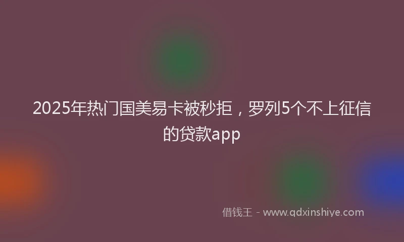 2025年热门国美易卡被秒拒，罗列5个不上征信的贷款app