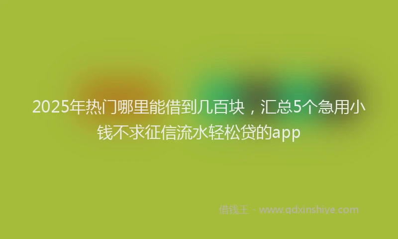 2025年热门哪里能借到几百块，汇总5个急用小钱不求征信流水轻松贷的app
