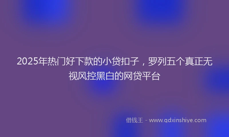 2025年热门好下款的小贷扣子，罗列五个真正无视风控黑白的网贷平台