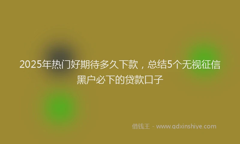 2025年热门好期待多久下款，总结5个无视征信黑户必下的贷款口子