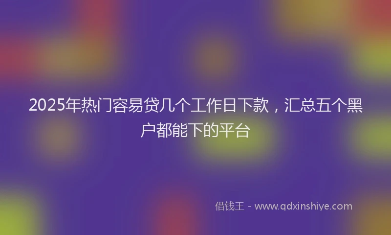 2025年热门容易贷几个工作日下款,汇总五个黑户都能下的平台