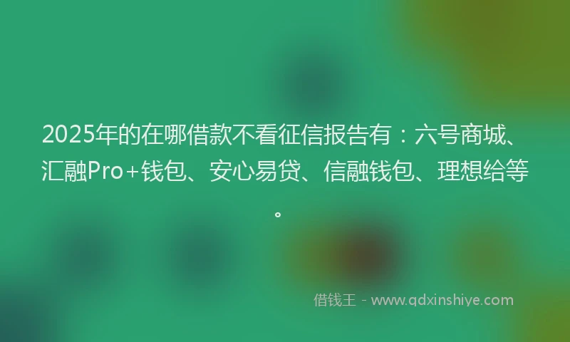 2025年的在哪借款不看征信报告有：六号商城、汇融Pro+钱包、安心易贷、信融钱包、理想给等。