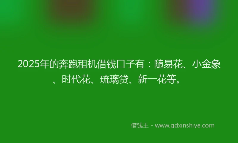 2025年的奔跑租机借钱口子有：随易花、小金象、时代花、琉璃贷、新一花等。