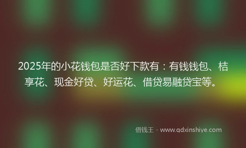 2025年的小花钱包是否好下款有：有钱钱包、桔享花、现金好贷、好运花、借贷易融贷宝等。