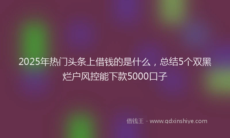 2025年热门头条上借钱的是什么，总结5个双黑烂户风控能下款5000口子
