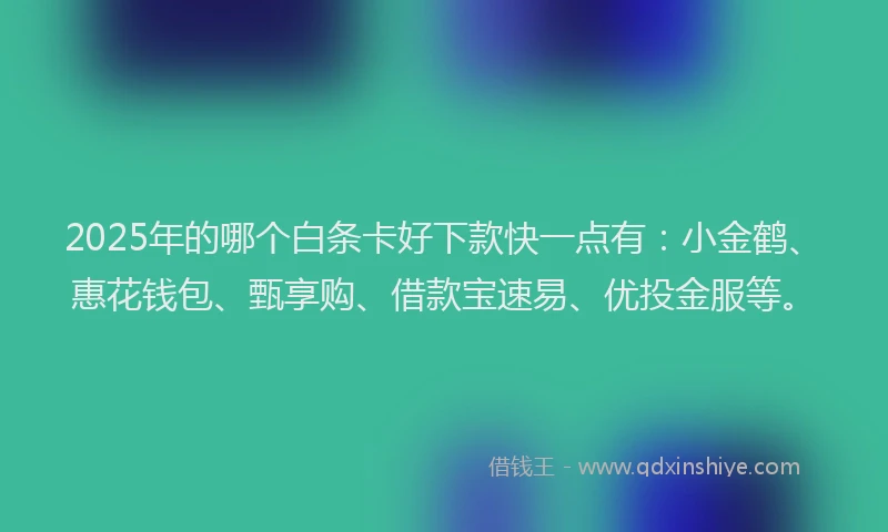 2025年的哪个白条卡好下款快一点有：小金鹤、惠花钱包、甄享购、借款宝速易、优投金服等。