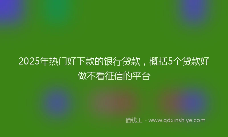 2025年热门好下款的银行贷款，概括5个贷款好做不看征信的平台