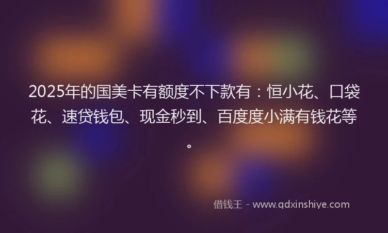 2025年的国美卡有额度不下款有：恒小花、口袋花、速贷钱包、现金秒到、百度度小满有钱花等。