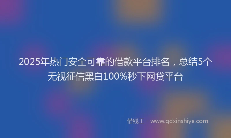 2025年热门安全可靠的借款平台排名，总结5个无视征信黑白100%秒下网贷平台