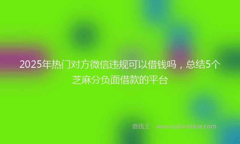 2025年热门对方微信违规可以借钱吗,总结5个芝麻分负面借款的平台