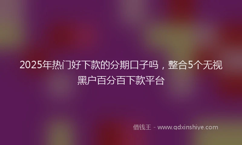 2025年热门好下款的分期口子吗，整合5个无视黑户百分百下款平台
