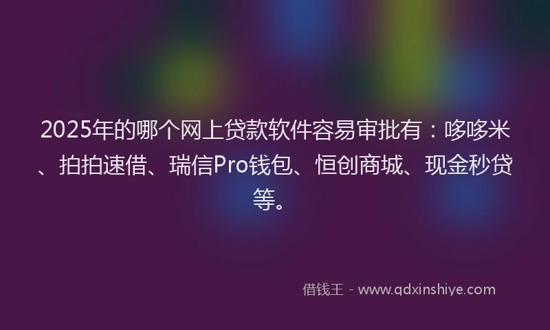 2025年的哪个网上贷款软件容易审批有：哆哆米、拍拍速借、瑞信Pro钱包、恒创商城、现金秒贷等。