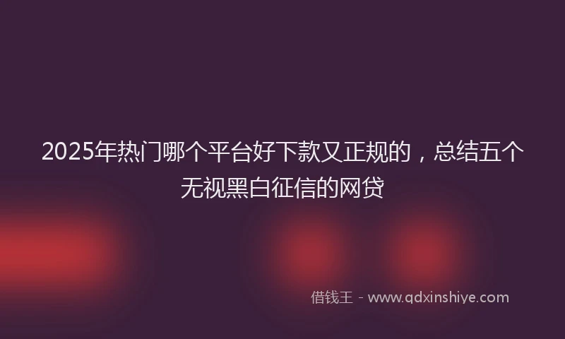 2025年热门哪个平台好下款又正规的，总结五个无视黑白征信的网贷