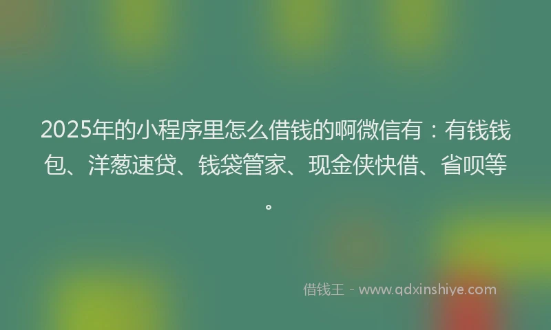 2025年的小程序里怎么借钱的啊微信有：有钱钱包、洋葱速贷、钱袋管家、现金侠快借、省呗等。