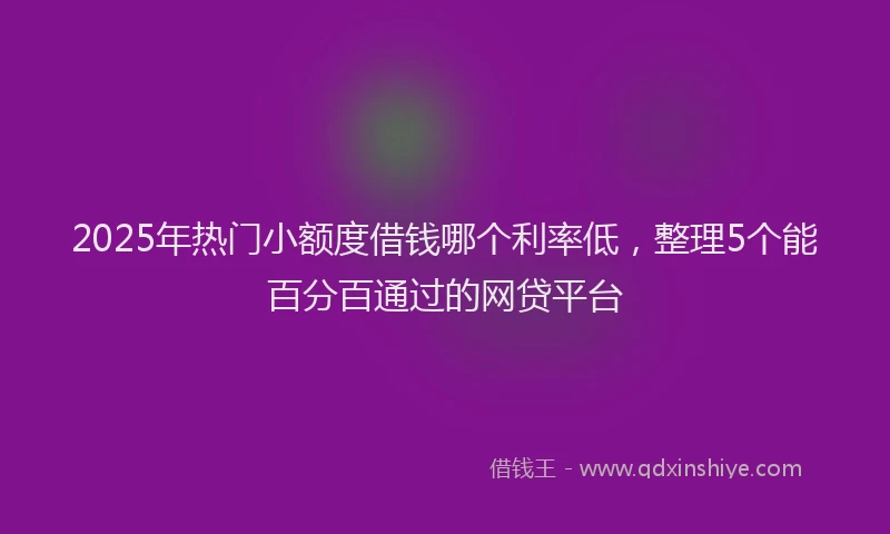 2025年热门小额度借钱哪个利率低，整理5个能百分百通过的网贷平台