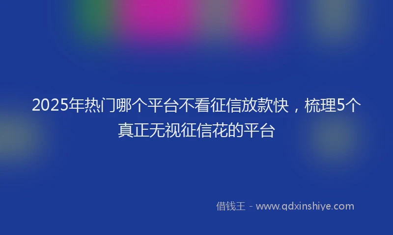 2025年热门哪个平台不看征信放款快，梳理5个真正无视征信花的平台