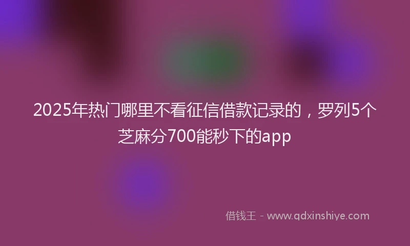 2025年热门哪里不看征信借款记录的，罗列5个芝麻分700能秒下的app