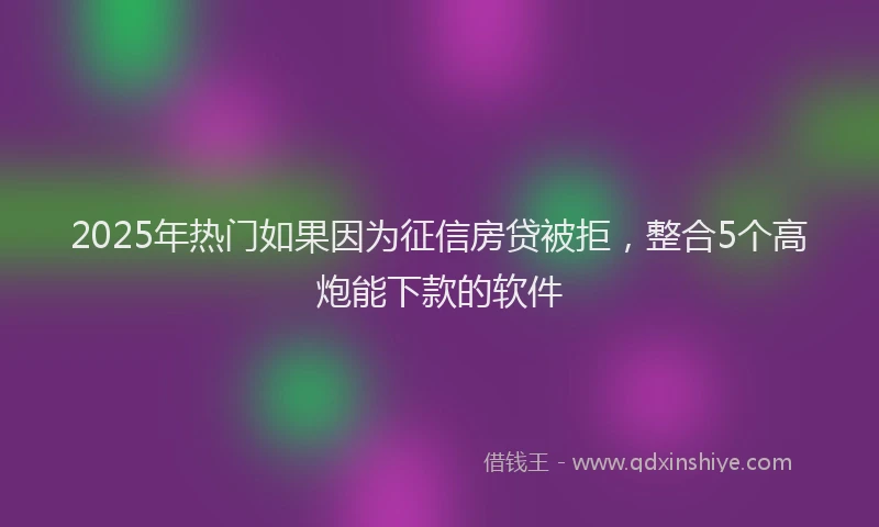 2025年热门如果因为征信房贷被拒，整合5个高炮能下款的软件
