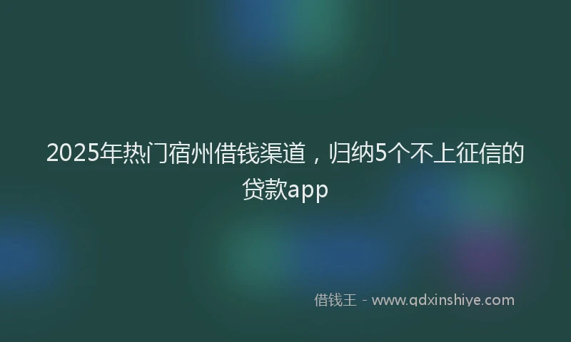2025年热门宿州借钱渠道,归纳5个不上征信的贷款app