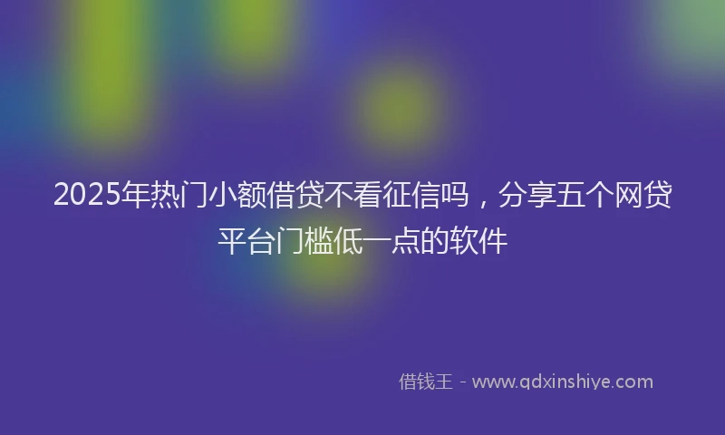 2025年热门小额借贷不看征信吗，分享五个网贷平台门槛低一点的软件
