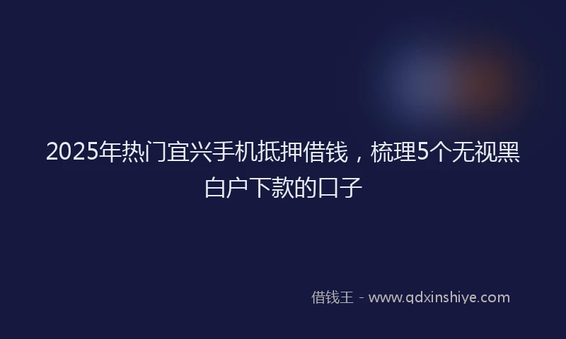 2025年热门宜兴手机抵押借钱，梳理5个无视黑白户下款的口子