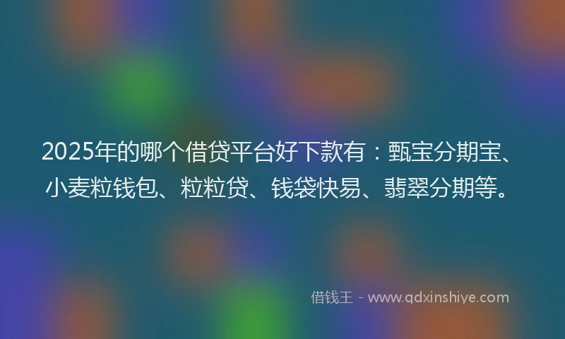 2025年的哪个借贷平台好下款有：甄宝分期宝、小麦粒钱包、粒粒贷、钱袋快易、翡翠分期等。