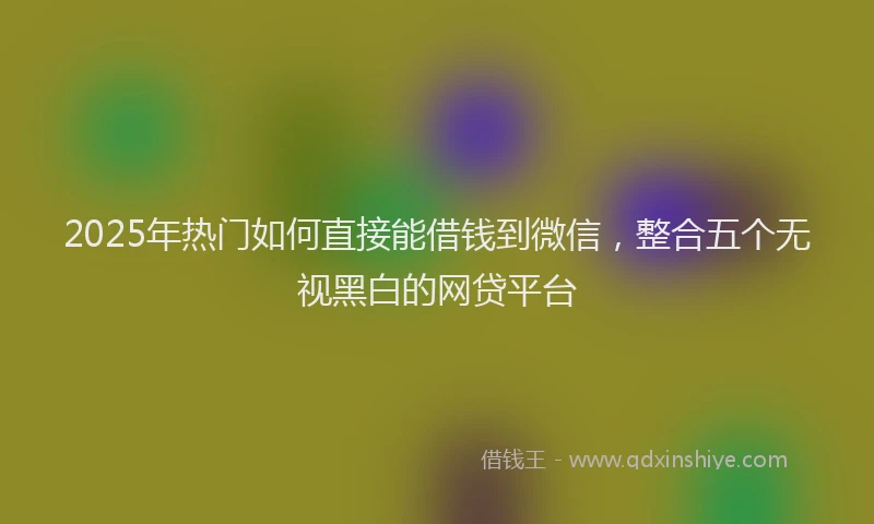 2025年热门如何直接能借钱到微信，整合五个无视黑白的网贷平台
