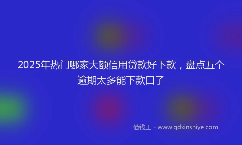 2025年热门哪家大额信用贷款好下款，盘点五个逾期太多能下款口子