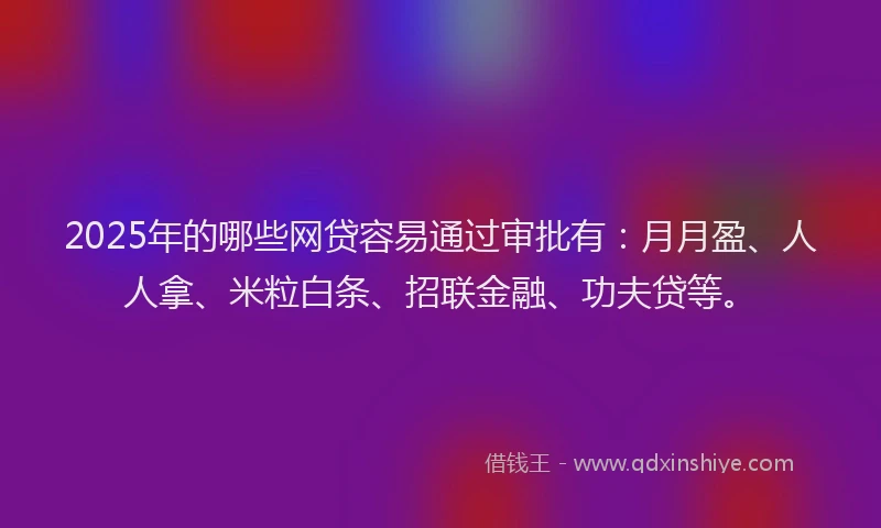 2025年的哪些网贷容易通过审批有：月月盈、人人拿、米粒白条、招联金融、功夫贷等。