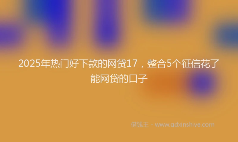 2025年热门好下款的网贷17，整合5个征信花了能网贷的口子
