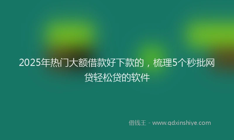 2025年热门大额借款好下款的，梳理5个秒批网贷轻松贷的软件