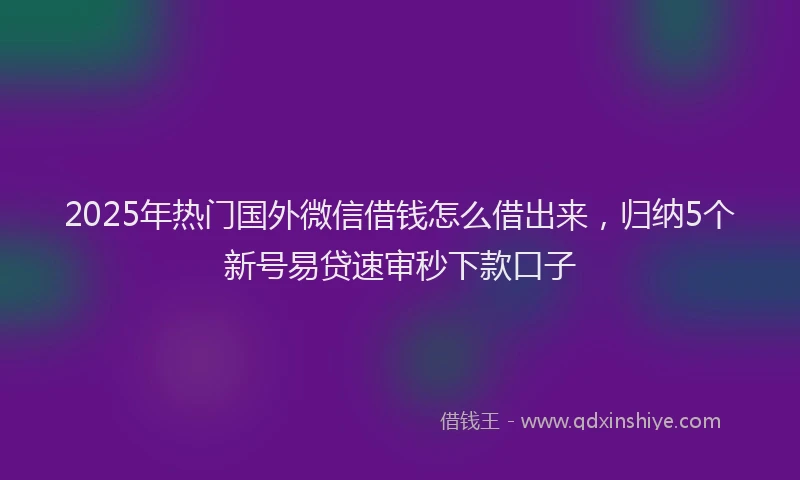 2025年热门国外微信借钱怎么借出来，归纳5个新号易贷速审秒下款口子