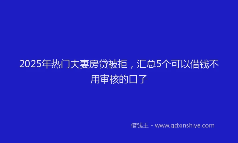 2025年热门夫妻房贷被拒，汇总5个可以借钱不用审核的口子