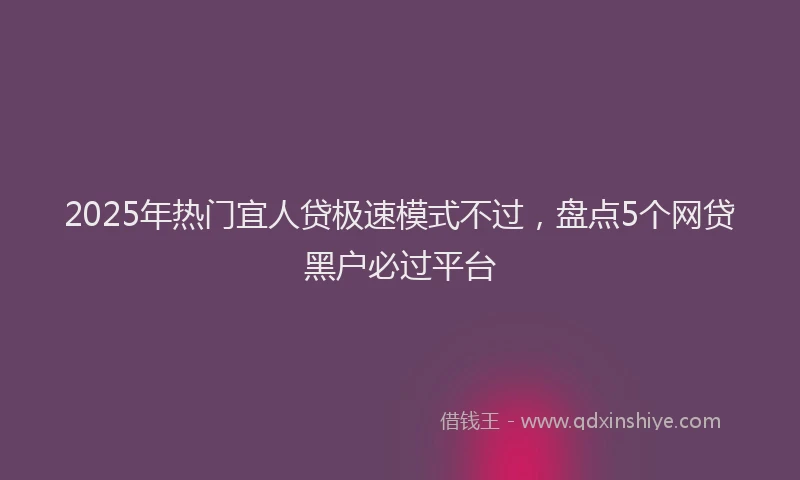 2025年热门宜人贷极速模式不过，盘点5个网贷黑户必过平台