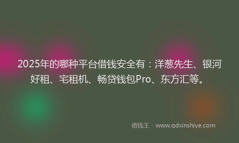 2025年的哪种平台借钱安全有：洋葱先生、银河好租、宅租机、畅贷钱包Pro、东方汇等。
