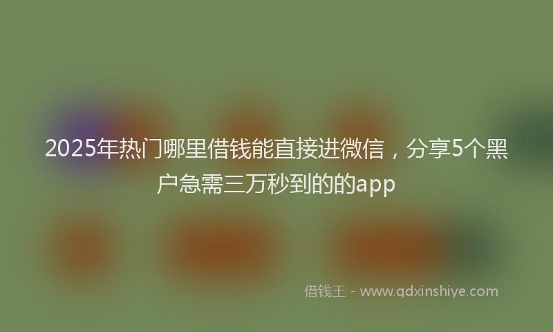 2025年热门哪里借钱能直接进微信，分享5个黑户急需三万秒到的的app