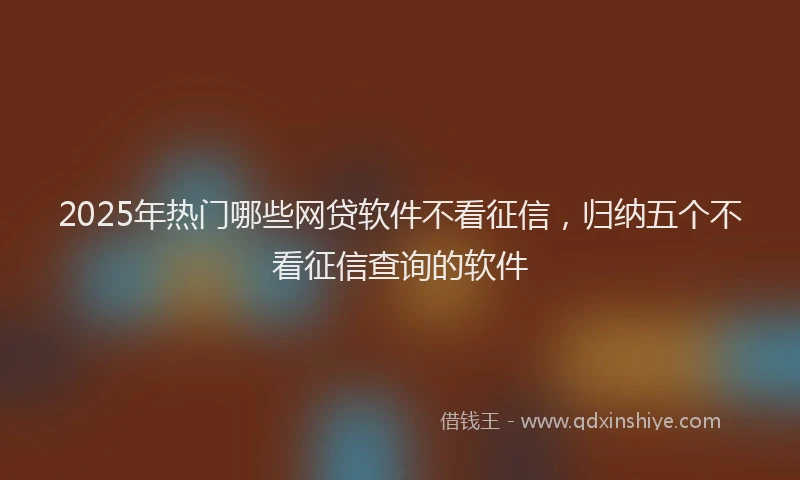 2025年热门哪些网贷软件不看征信，归纳五个不看征信查询的软件